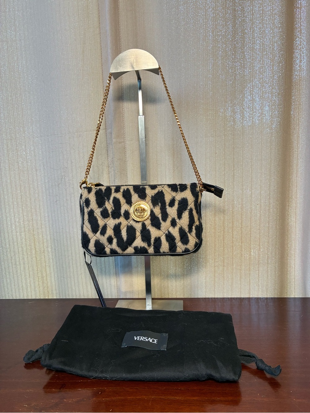 Versace Mini Medusa Quilted Wool Handbag NWT